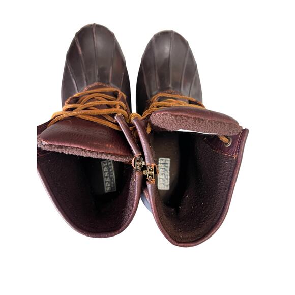 Sperry Top Sider Waterproof Rubber Rain Boots Womens Size 7.5 Brown and Blue - Picture 4 of 6
